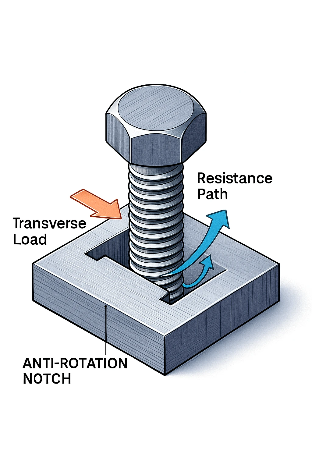 3D diagram of an anti-rotation notch.