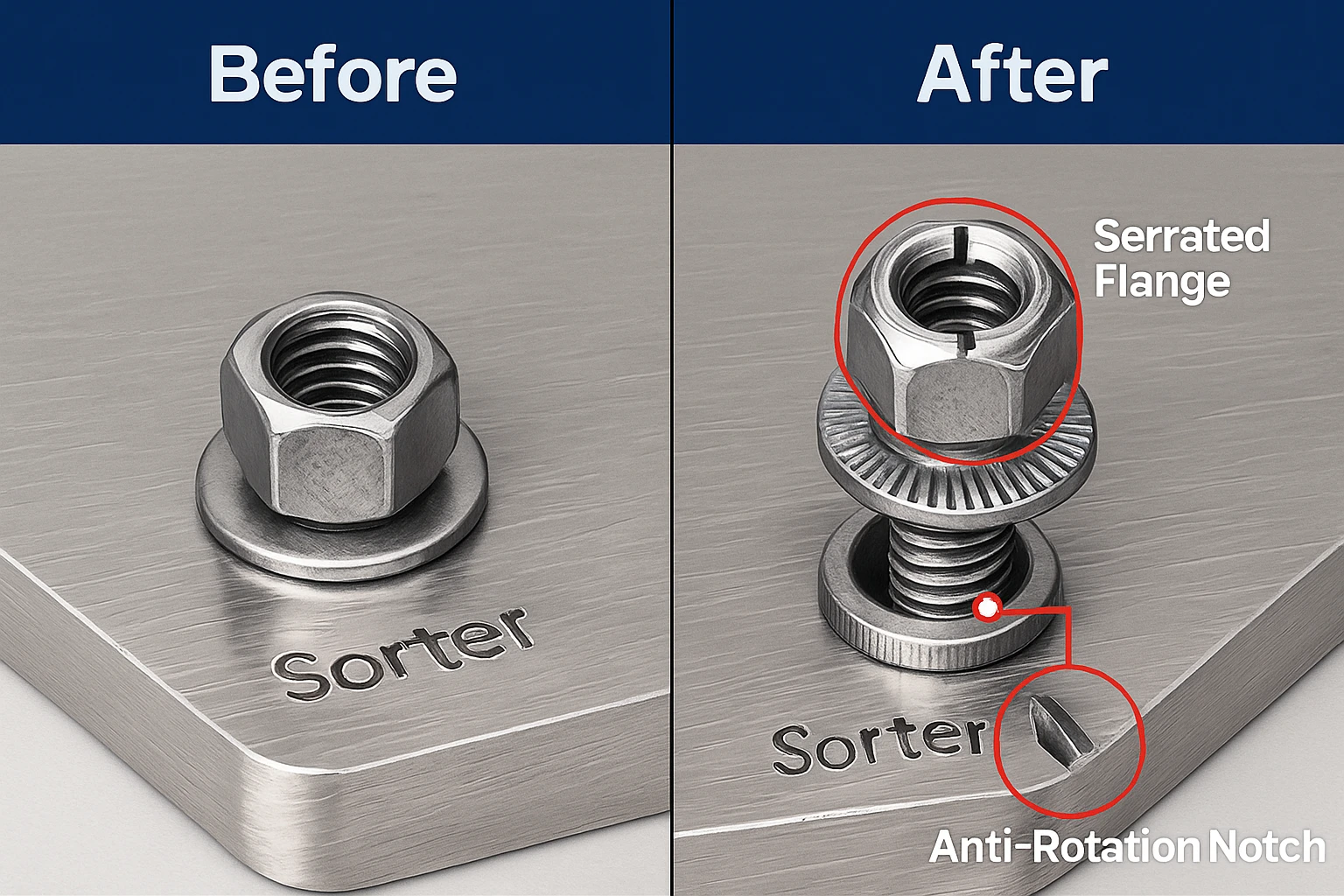 A diagram showing the forces involved in vibration loosening of a bolted joint.